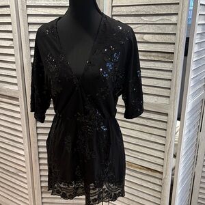Chic Black Sequin Women's Blouse